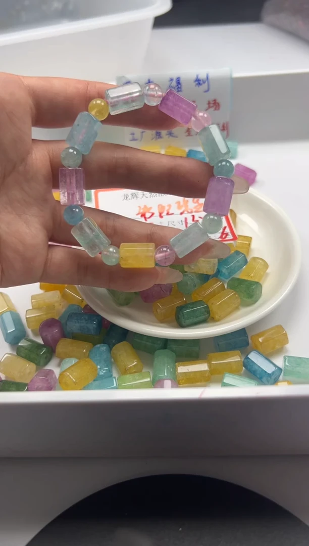 未镶嵌颈饰碧玺w2916彩虹碧玺六棱柱*5个