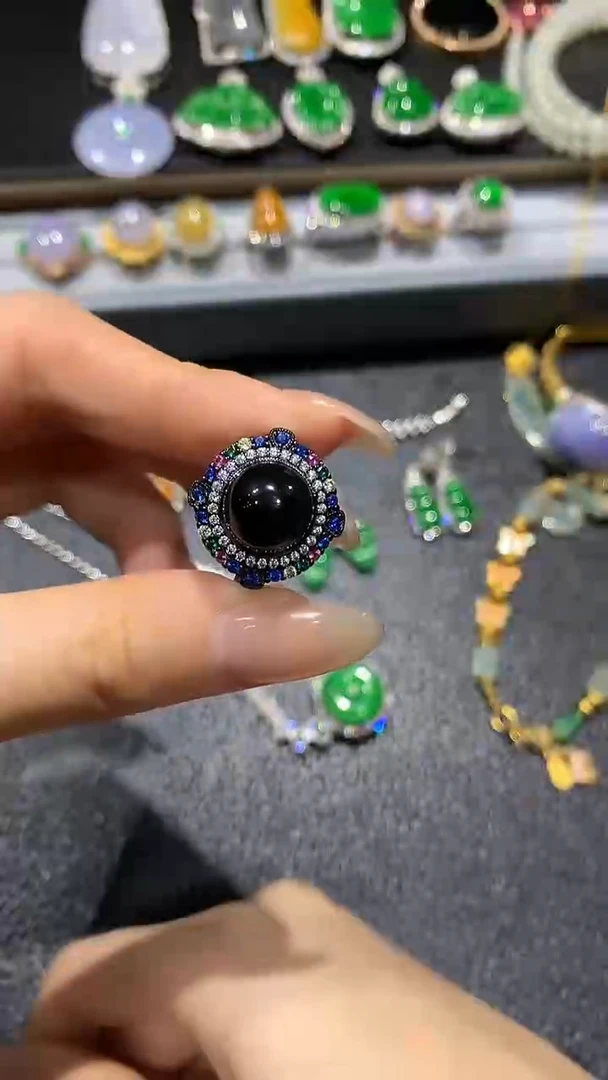 【闪购商品】翡翠戒指银S925镶嵌4多人多样性随机发货1件