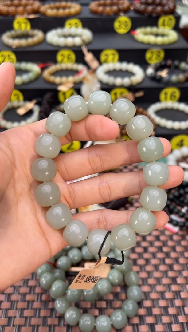 未镶嵌手串和田玉且末料青白玉老型珠手串卡13/14