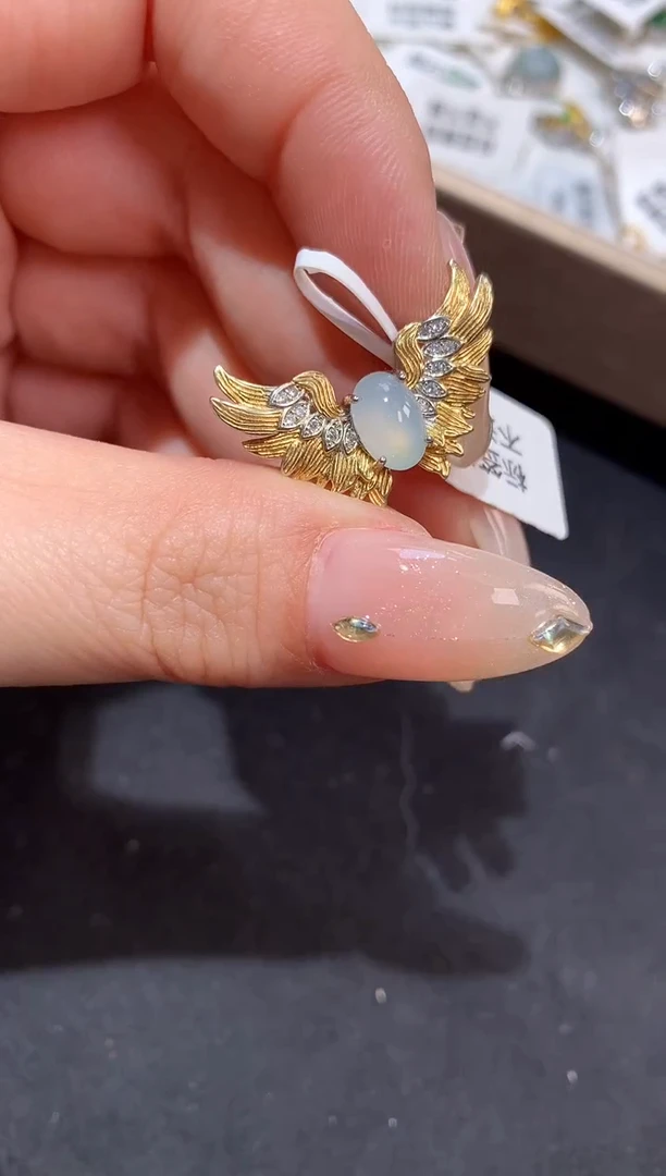 吊坠(不含链)银S925镶嵌翡翠吊坠