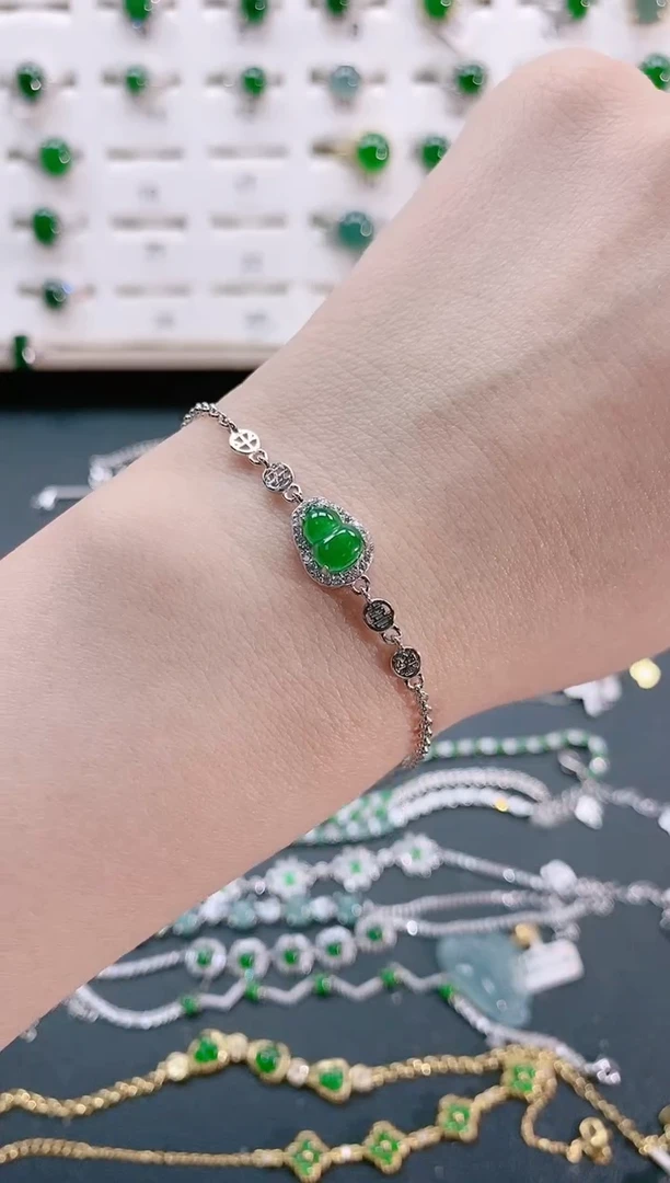 【闪购商品】翡翠手链银S925镶嵌天然翡翠