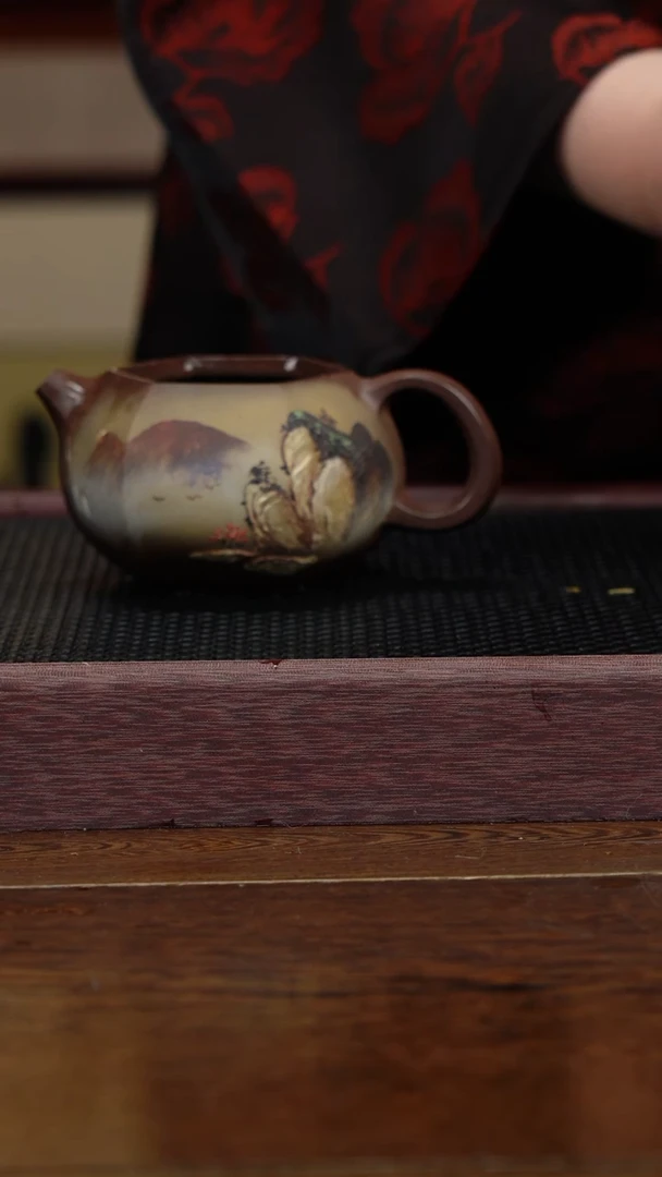 【闪购商品】紫砂茶杯非遗茶器-山水堆绘西施