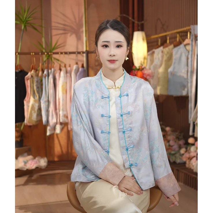 《江南颜-外套》新中式提花国风休闲气质百搭休闲外套