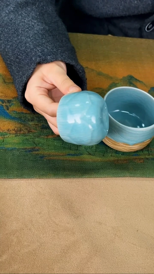 杯子瓷孙现锋 仿古釉 莲花创意杯