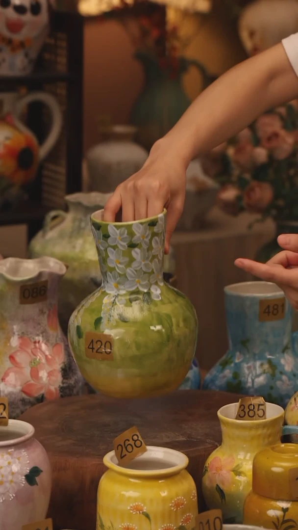 陶瓷420景德镇设计师手作花器摆件侘寂风