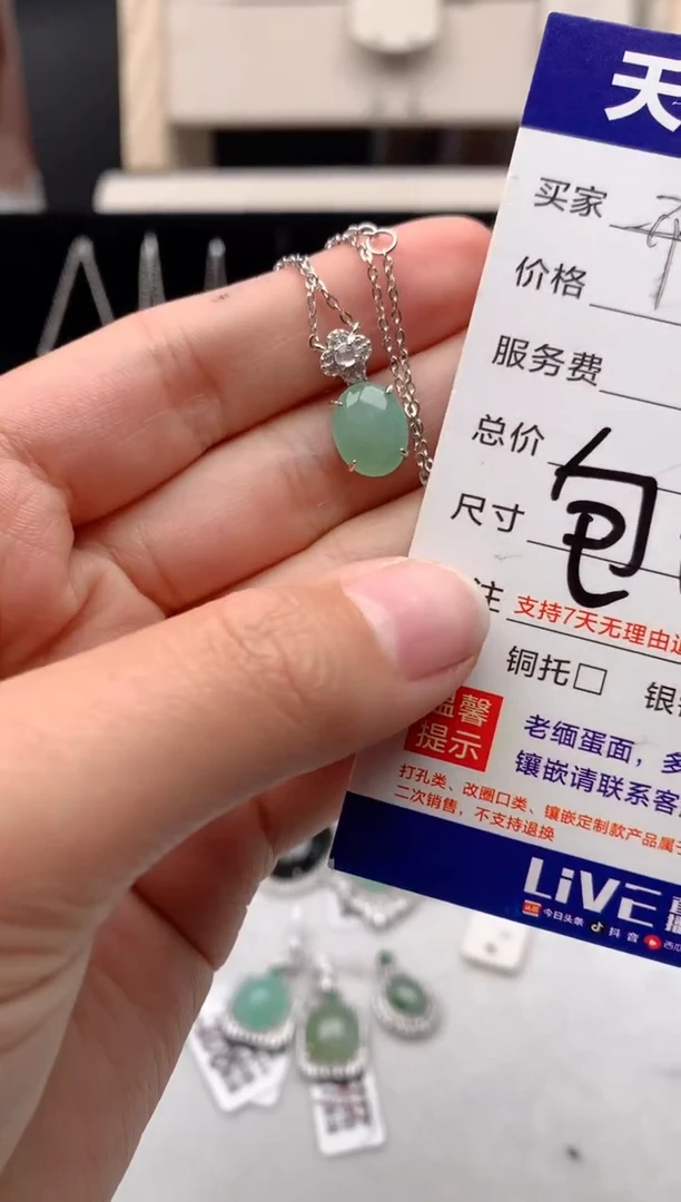 【闪购商品】翡翠项链银S925镶嵌3号