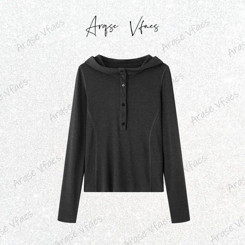 艾家同款2025早秋新款时尚百搭连帽长袖针织衫女装上衣AR603014