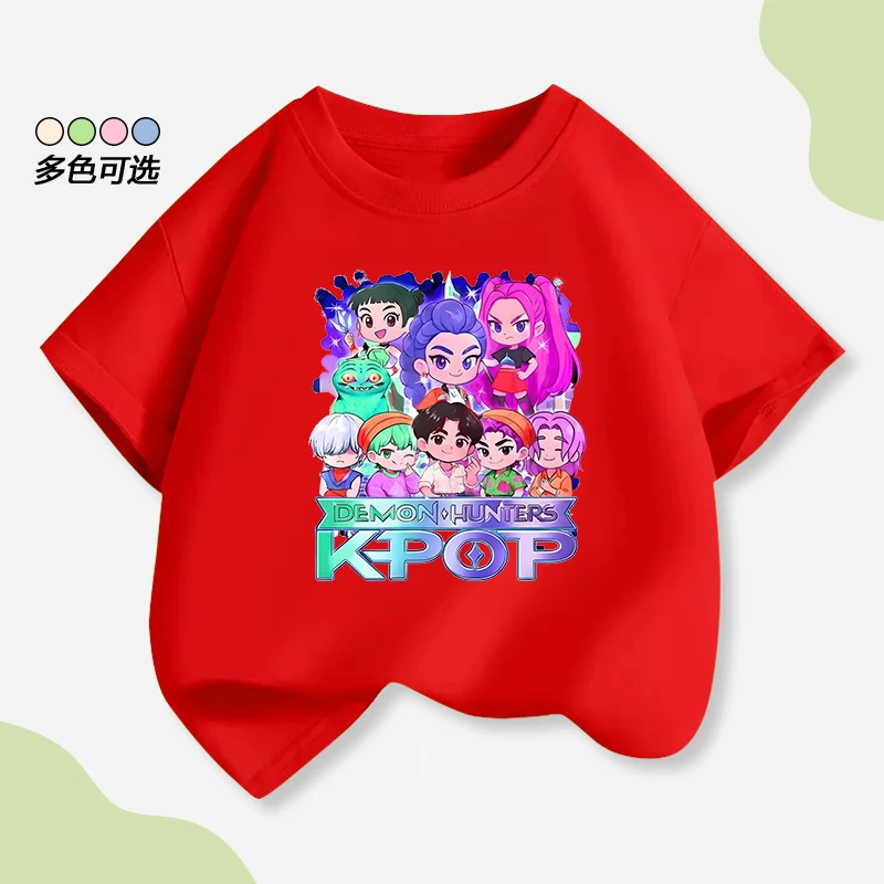 kpop demon hunters猎魔女团周边印花短袖t恤女童夏装韩版童装