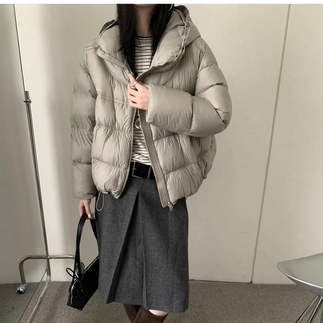 【82518-rj】花苞连帽款韩版冬季新款羽绒服90白鸭绒