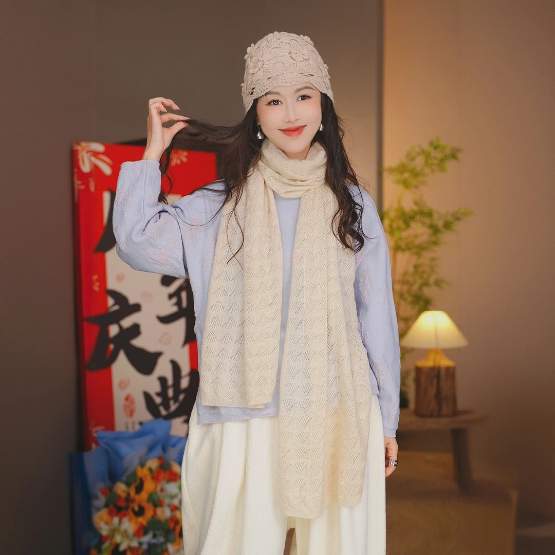 『初见十三娘丨多色围巾』桑蚕丝山羊绒复古中式国风保暖围巾百搭
