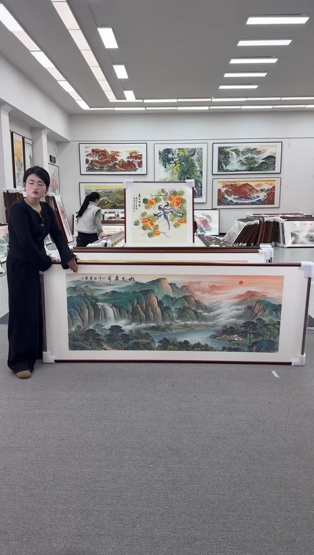国画手绘   219*88  旭日东升