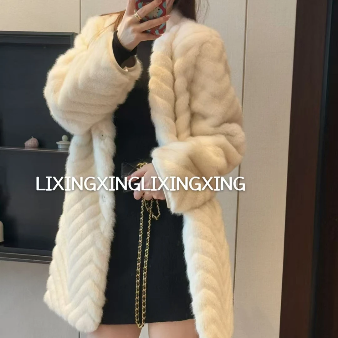 LXX【贵妇外套】环保毛人字纹中长气质网红轻奢短款时尚百搭设计师