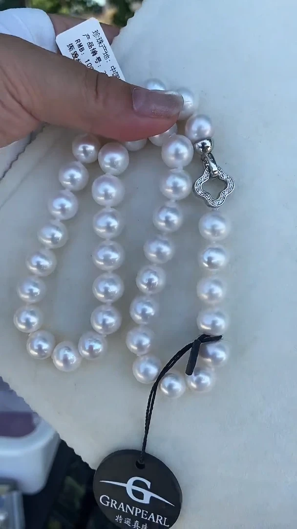 颈饰银S925镶嵌淡水珍珠11-12mm天然淡水珍珠项链