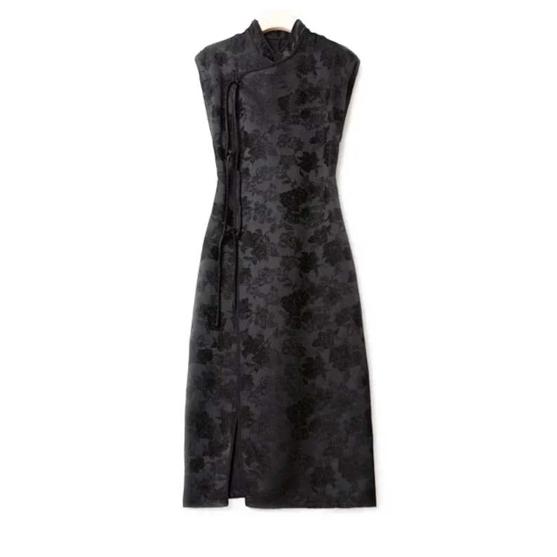 【杨柳依依】新中式盘扣收腰高开衩旗袍