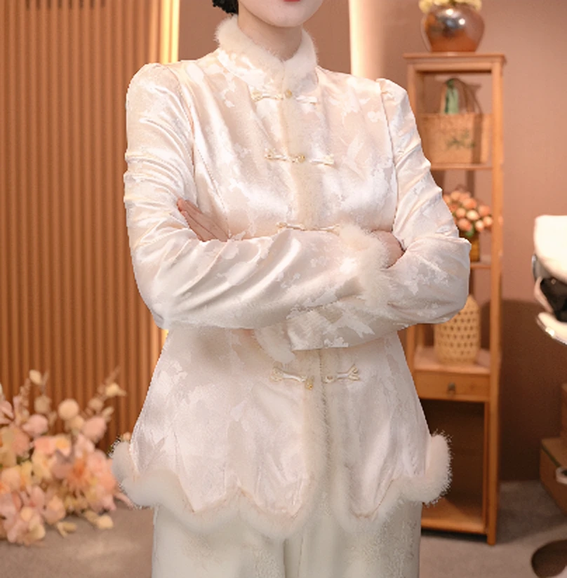 【金玉繁华】新中式休闲百搭提花加绒国风上衣2024D7274-瑶瑶