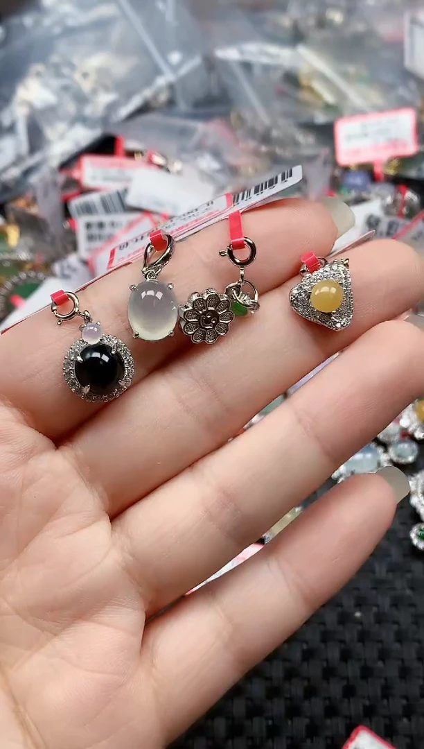 银S925镶嵌戒指翡翠天然A货缅甸翡翠