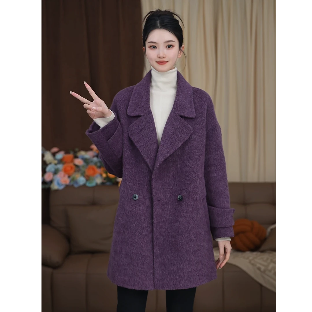 冬季老钱风秋冬中长款女毛呢外套时尚西装呢子251063