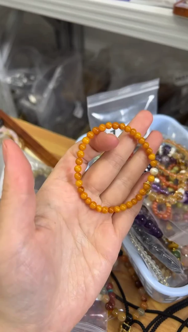 银S925镶嵌蜜蜡手链孤品老蜜蜡银配件款手链[1367]