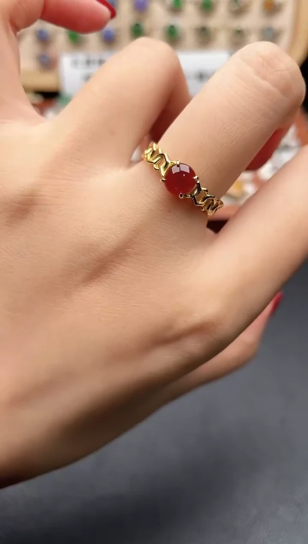 银S925镶嵌戒指翡翠一物一证一礼盒