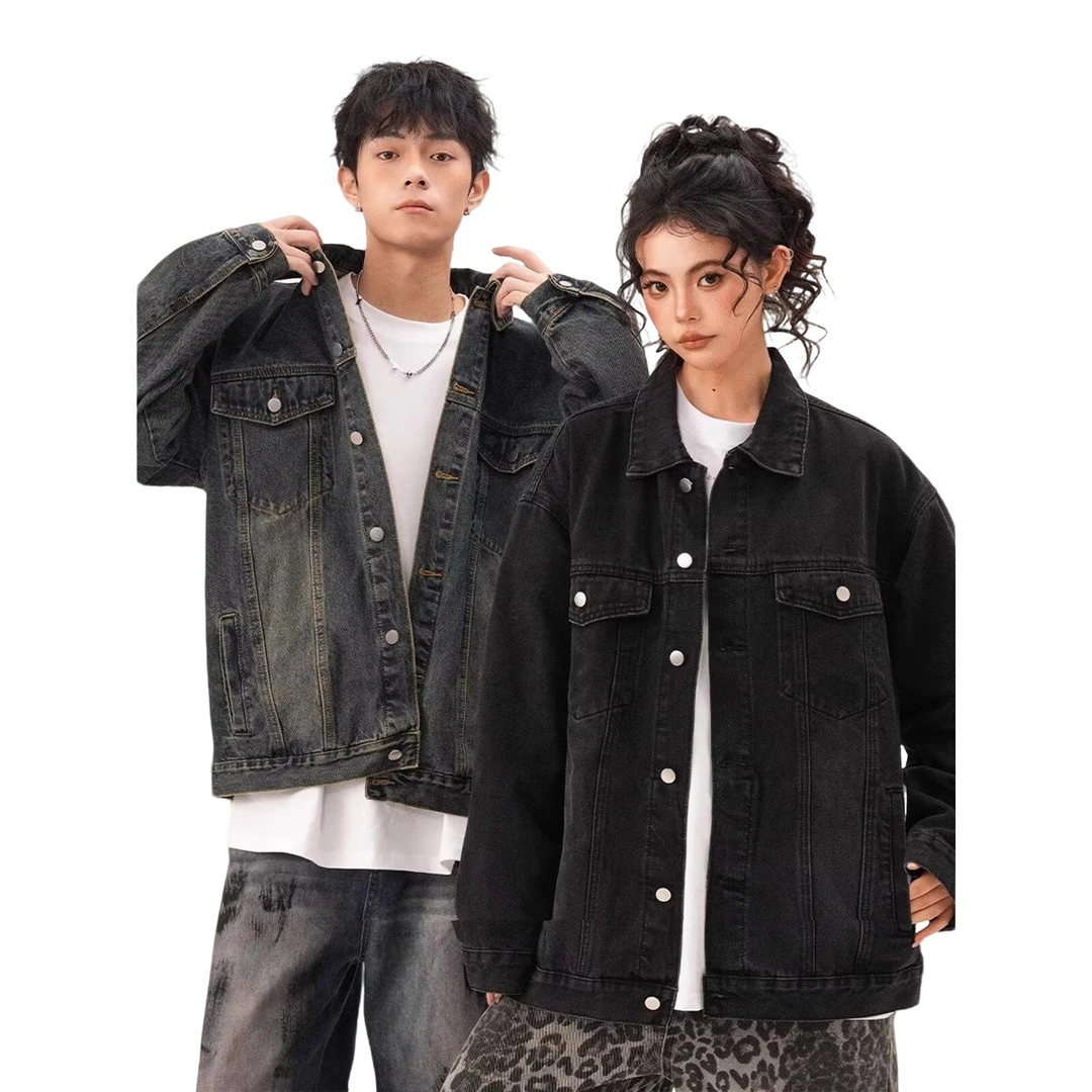 设计感水洗垫肩牛仔夹克男士春秋季2025高街vibe割破毛边做旧外套