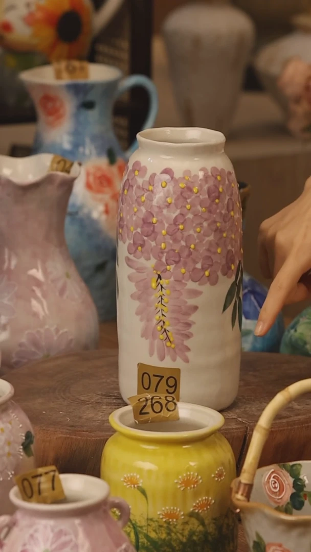 陶瓷景德镇设计师手作花器摆件侘寂风@M079@