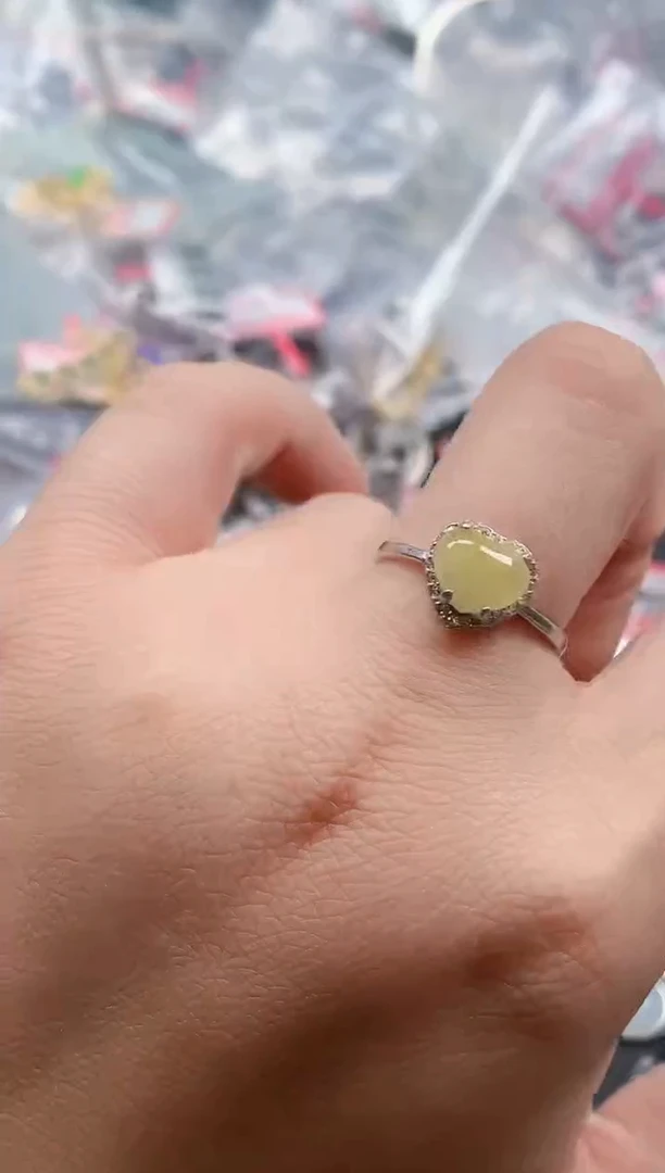 银S925镶嵌戒指翡翠天然A货缅甸翡翠