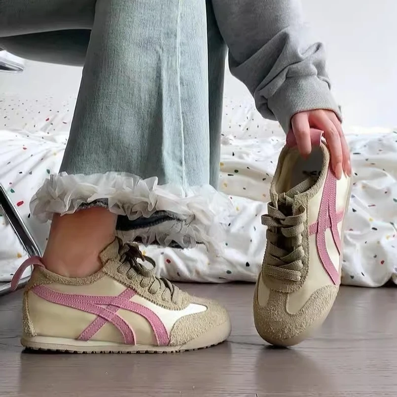 女士透气板鞋韩版德训鞋小众平底2025秋季新款阿甘运动小白鞋