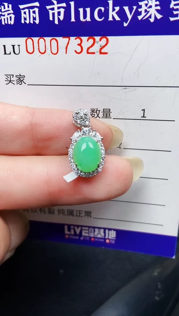 翡翠银S925镶嵌颈饰7322