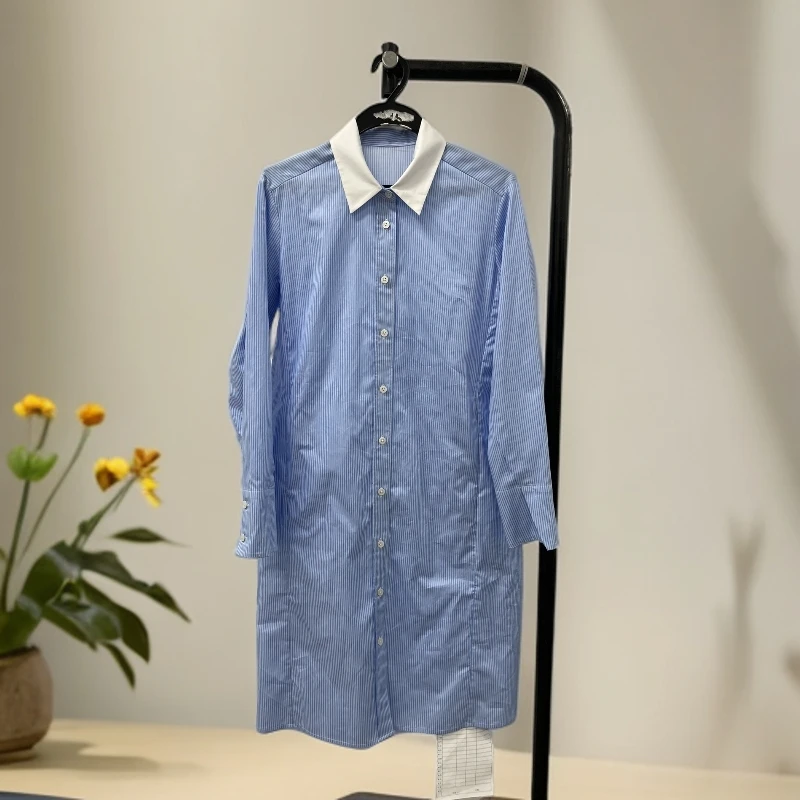 新款时尚经典衬衫领条纹衬衣长裙YC62FD5465