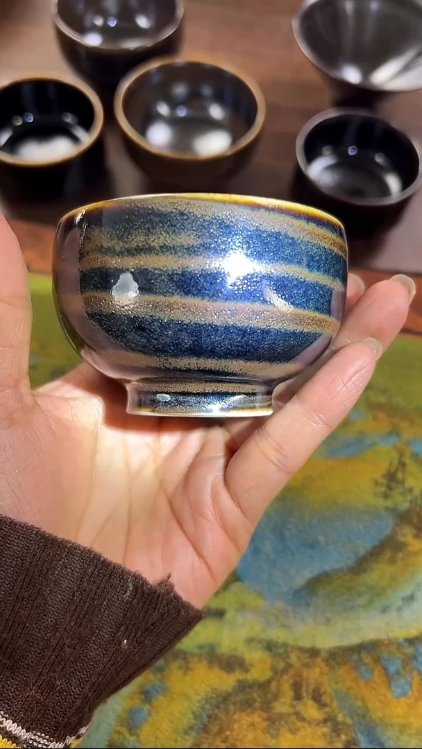 新品搅胎泥窑变色的主人杯