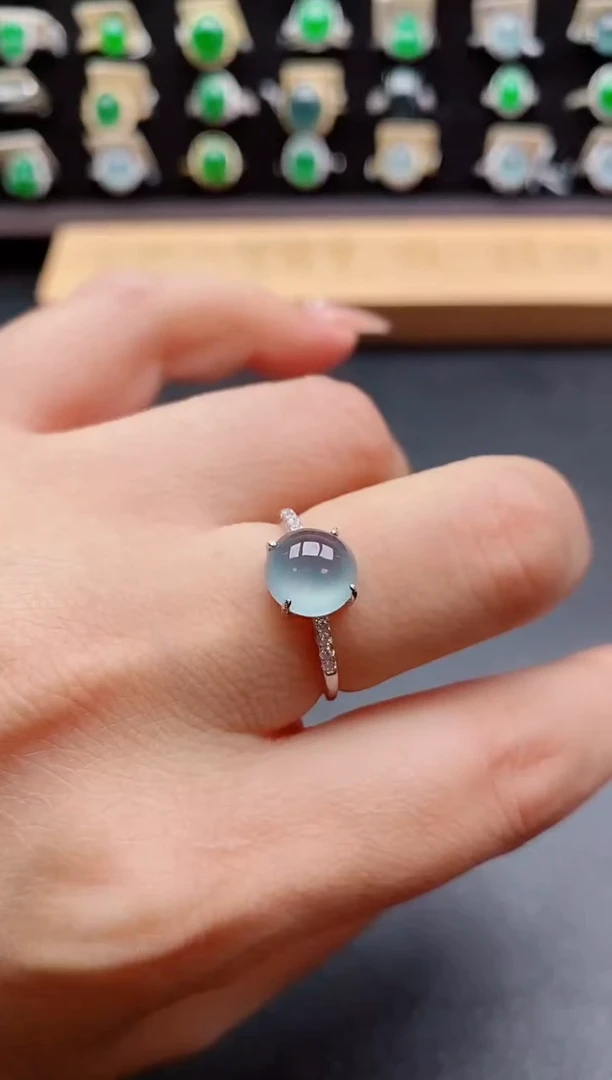 银S925镶嵌戒指翡翠1