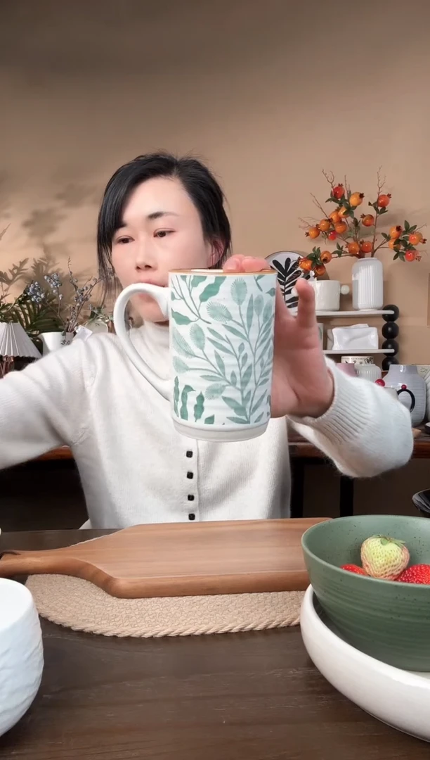 【闪购商品】瓷片手绘叶子杯微瑕
