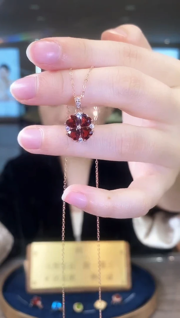 【闪购商品】石榴石项链银S925镶嵌09