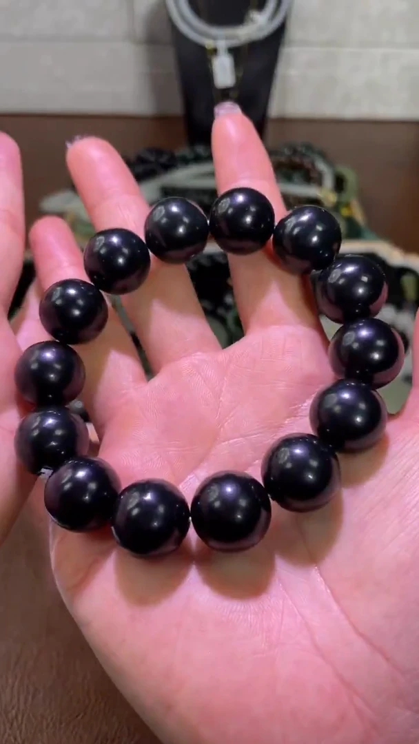 未镶嵌手串和田玉和田玉卡16黑青手串