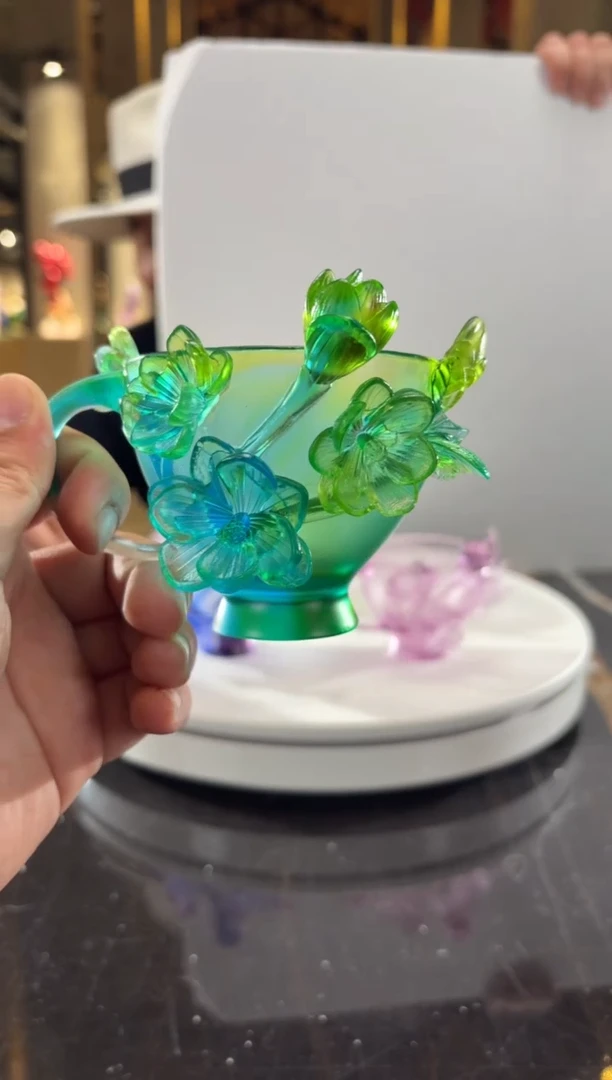 摆件M**I欧碧色蝴蝶咖啡杯