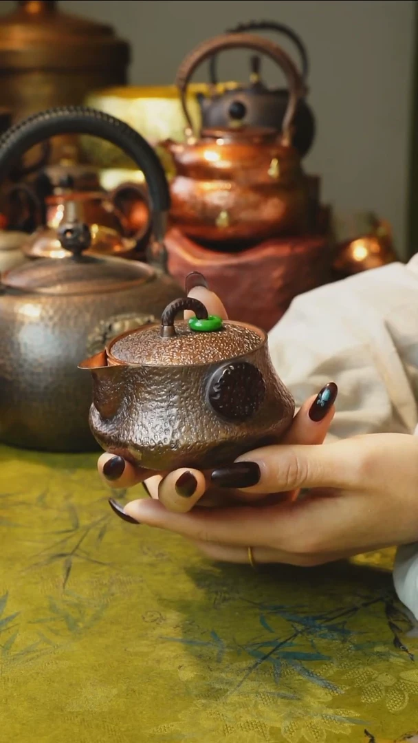 纯紫铜复古风手把壶