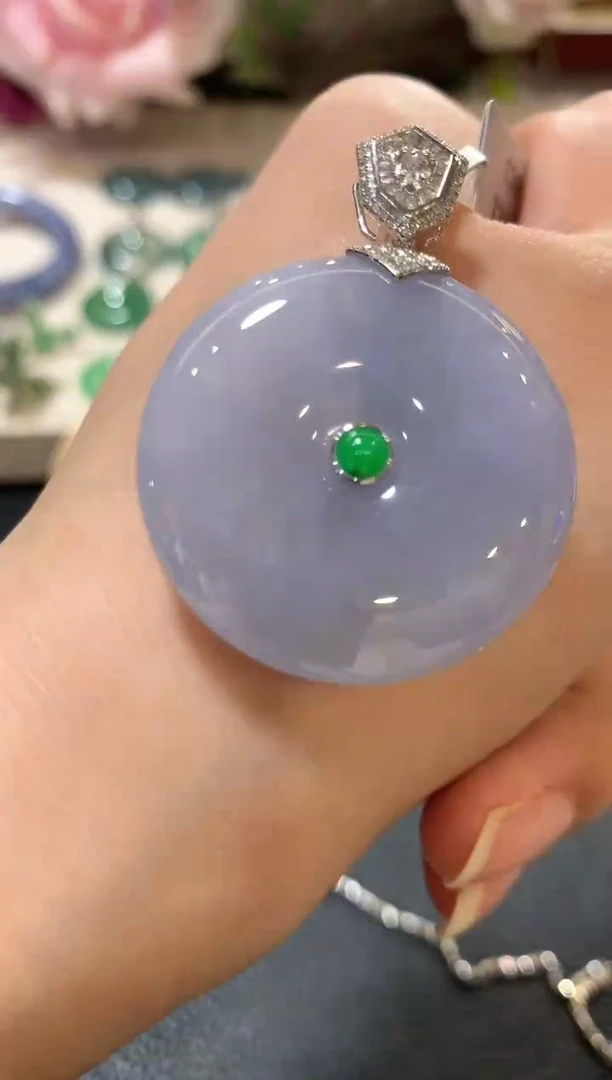 吊坠(不含链)18K金镶嵌翡翠z45 紫色有色差