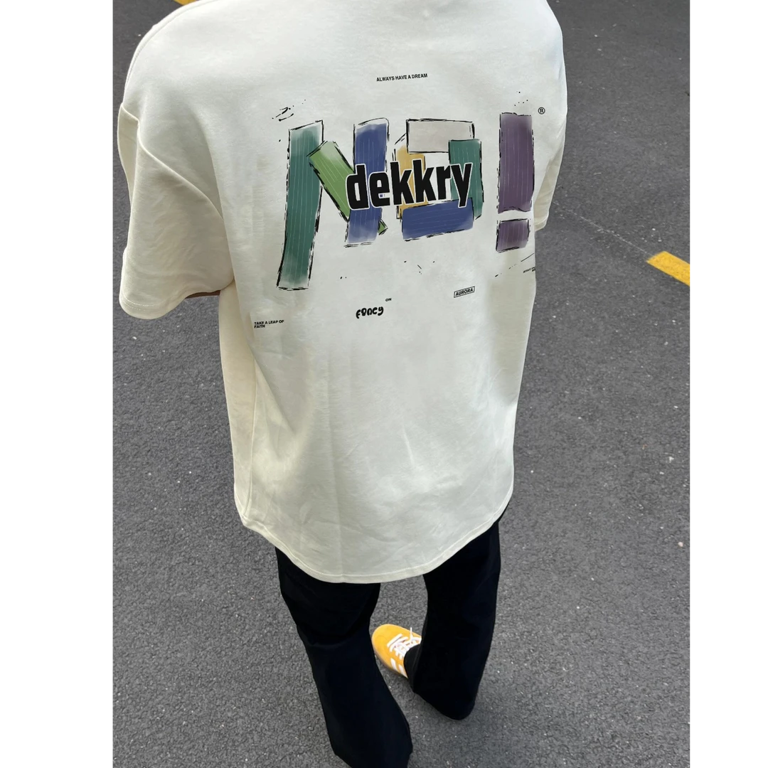 100%纯棉美式个性复古字母印花短袖T恤男女夏季百搭休闲情侣上衣