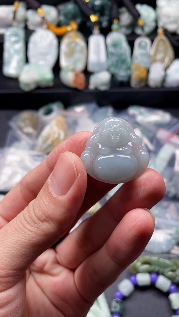颈饰未镶嵌翡翠1  天然翡翠a货  大肚佛