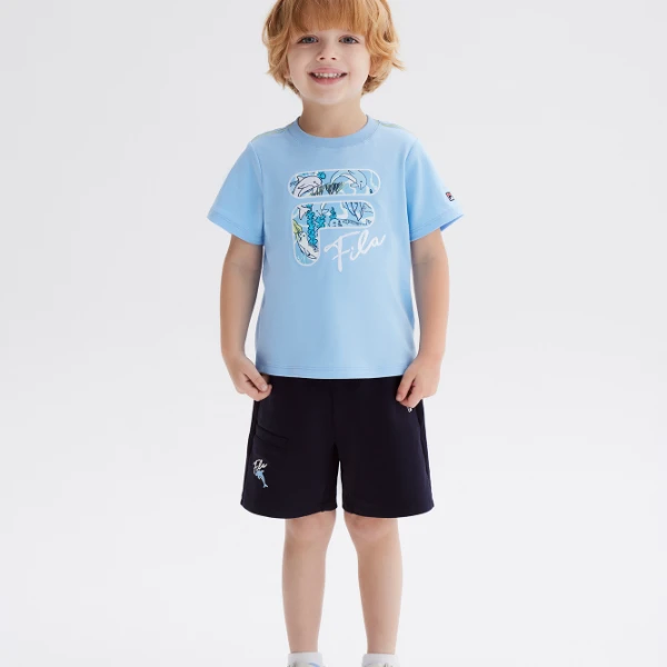 FILA斐乐儿童【海底世界】夏季小童短袖圆领百搭吸汗T恤K11B422107