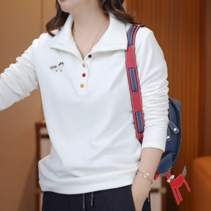 冬季时尚新款显瘦百搭立领加厚彩扣卫衣小衫上衣女LK2508579