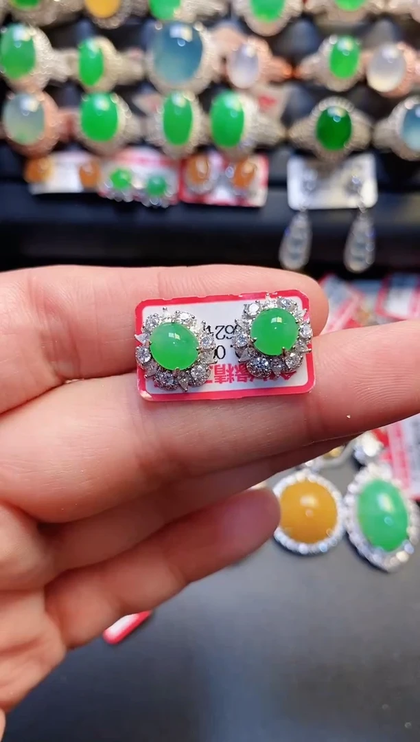 银S925镶嵌戒指翡翠天然