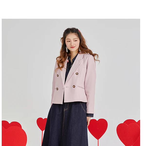 朵以2025春季新款短款高腰西装外套上衣39DC431079
