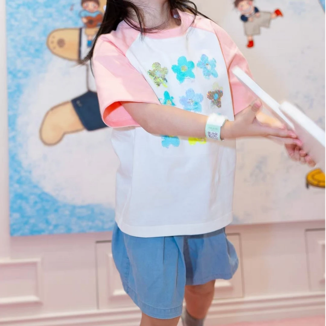 Gap女童2025夏季新款小熊莱赛尔混纺松紧腰牛仔短裤儿童装761439
