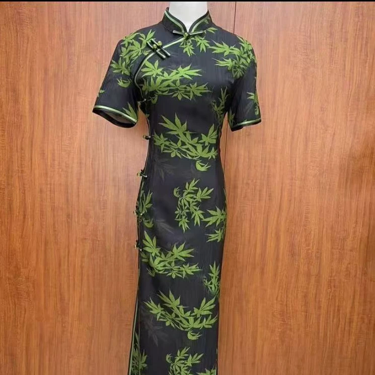 【青枫】2024新款复古修身气质优雅日常长款旗袍