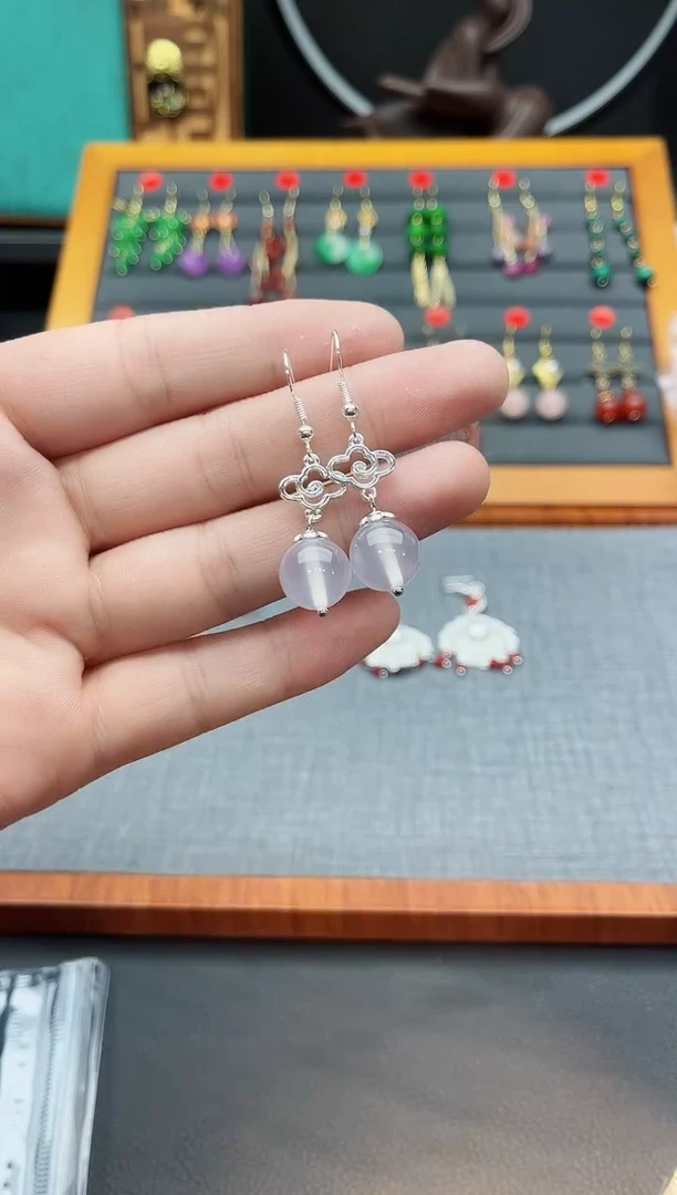 【闪购商品】玛瑙/玉髓耳钉银S925镶嵌514000