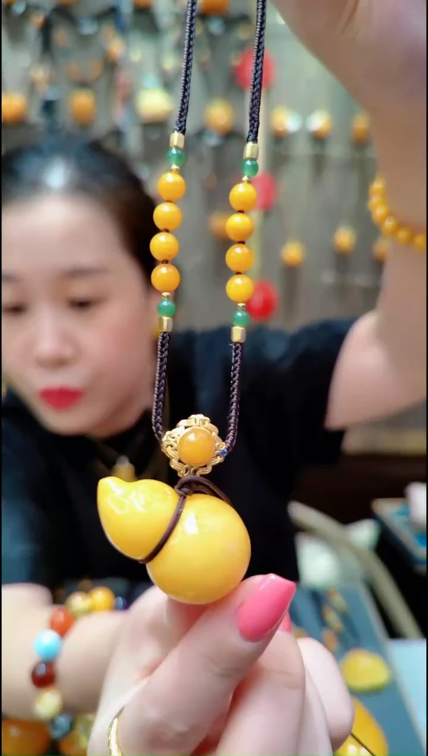 蜜蜡未镶嵌珠宝奇石﹣F662蜜蜡吊坠葫芦