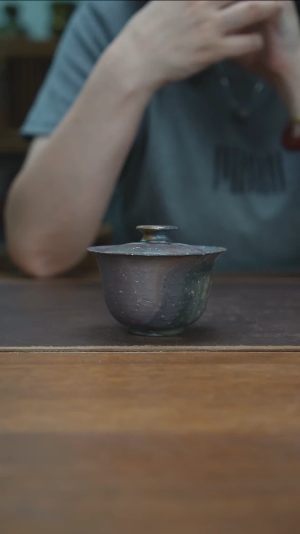 杯景德镇柴烧盖碗