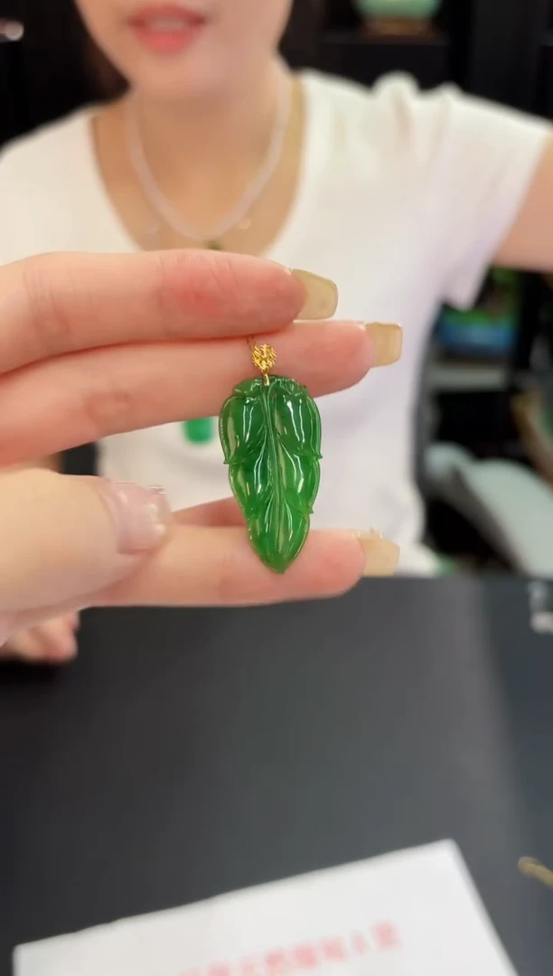 翡翠18K金镶嵌颈饰 缅料A货/支持复检/一件