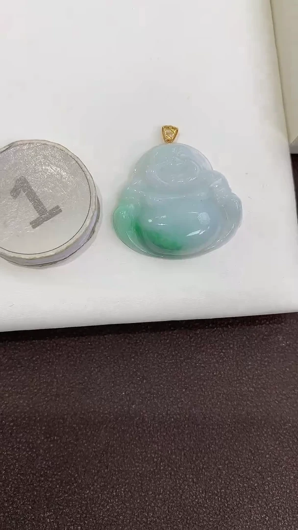 颈饰18K金镶嵌翡翠天然缅甸a货翡翠(多样性发其一)